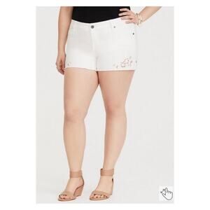 Torrid Vintage White Stretch Cutout Embroidered Skinny Shorts Sz.22